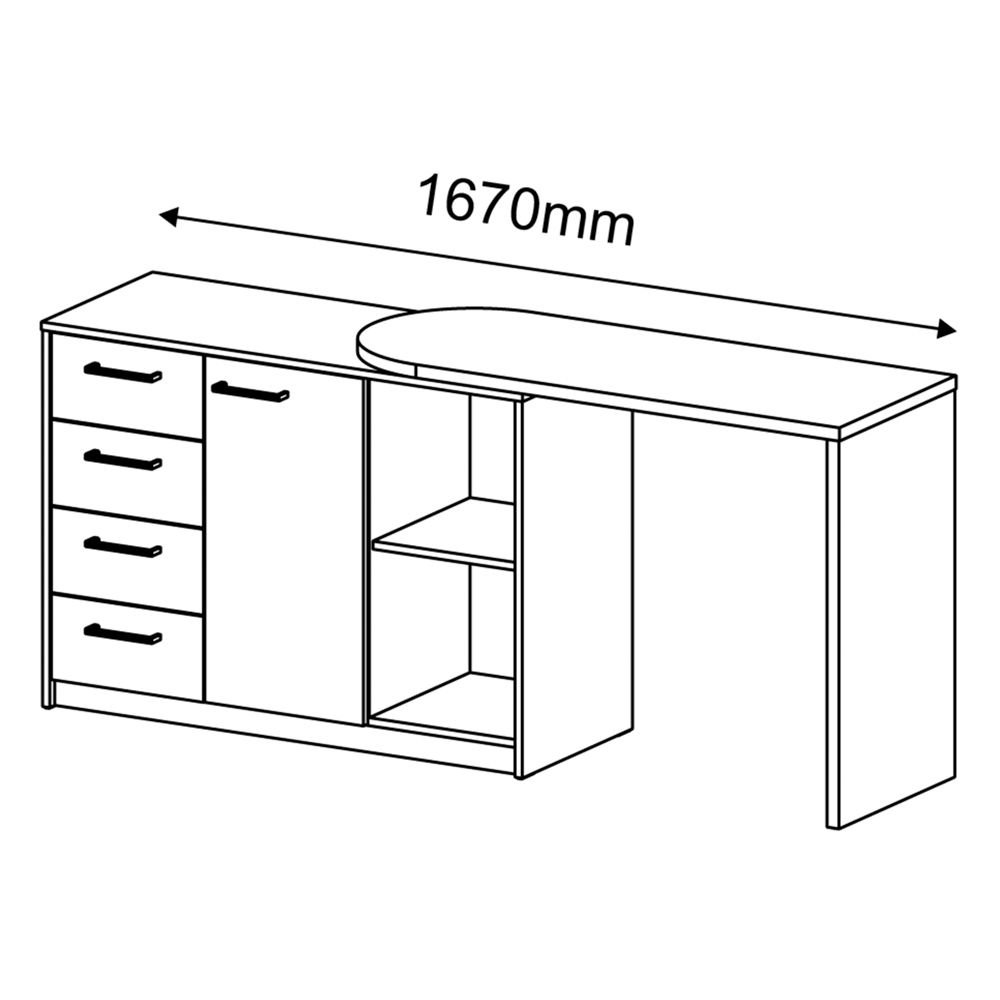 Mesa Para Escritório Extensível Escrivaninha Home Office Logan A02 Branco - Lyam Decor
