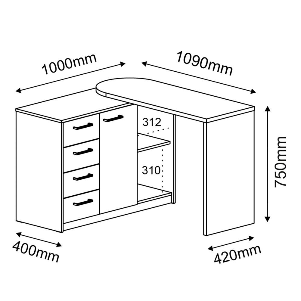 Mesa Para Escritório Extensível Escrivaninha Home Office Logan A02 Branco - Lyam Decor