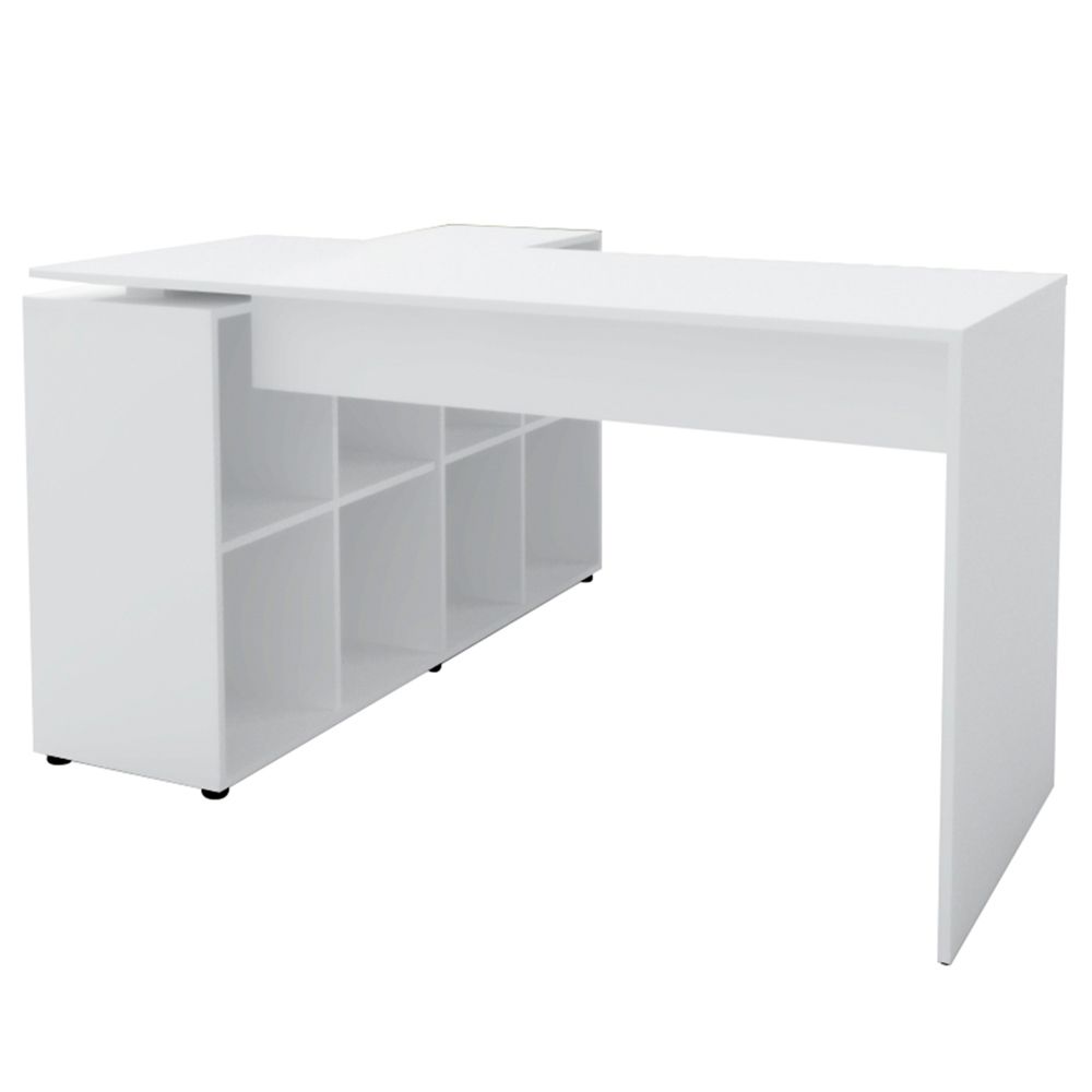 Mesa Para Escritório Extensível Escrivaninha Home Office Nero A02 Branco - Lyam Decor