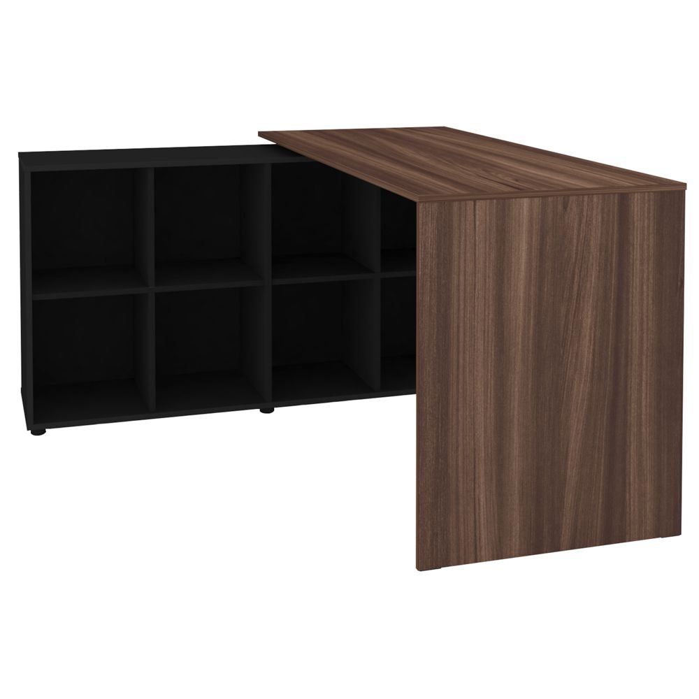 Mesa Para Escritório Extensível Escrivaninha Home Office Nero A02 Ipê Preto - Lyam Decor