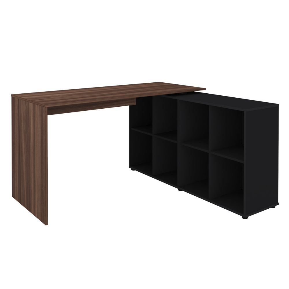 Mesa Para Escritório Extensível Escrivaninha Home Office Nero A02 Ipê Preto - Lyam Decor