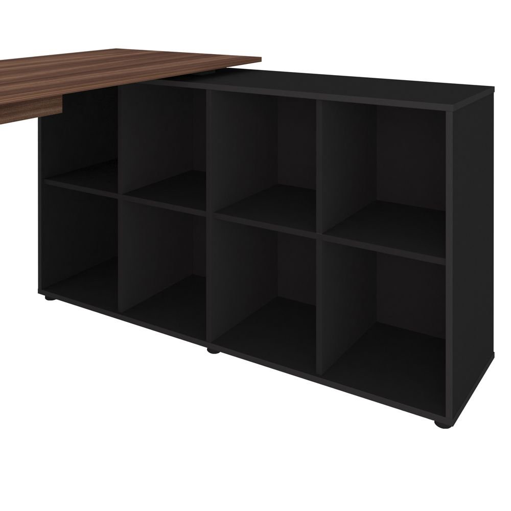 Mesa Para Escritório Extensível Escrivaninha Home Office Nero A02 Ipê Preto - Lyam Decor