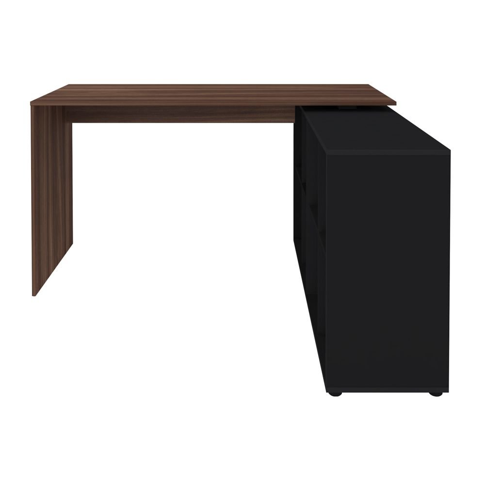 Mesa Para Escritório Extensível Escrivaninha Home Office Nero A02 Ipê Preto - Lyam Decor