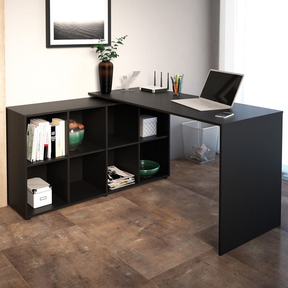Mesa Para Escritório Extensível Escrivaninha Home Office Nero A02 Preto - Lyam Decor