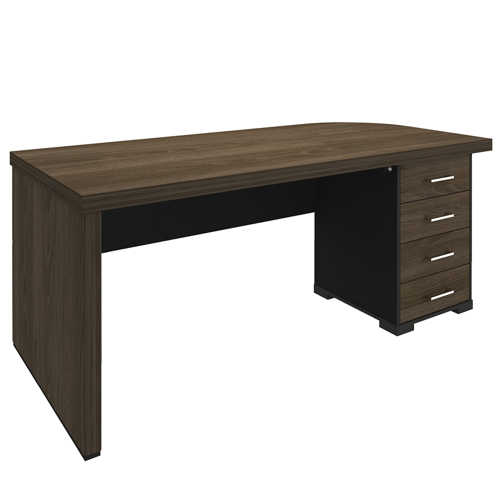Mesa Para Escritório Home Office 4 Gavetas LD Atria Executiva 180cm A02 Charuto Preto - Lyam Decor
