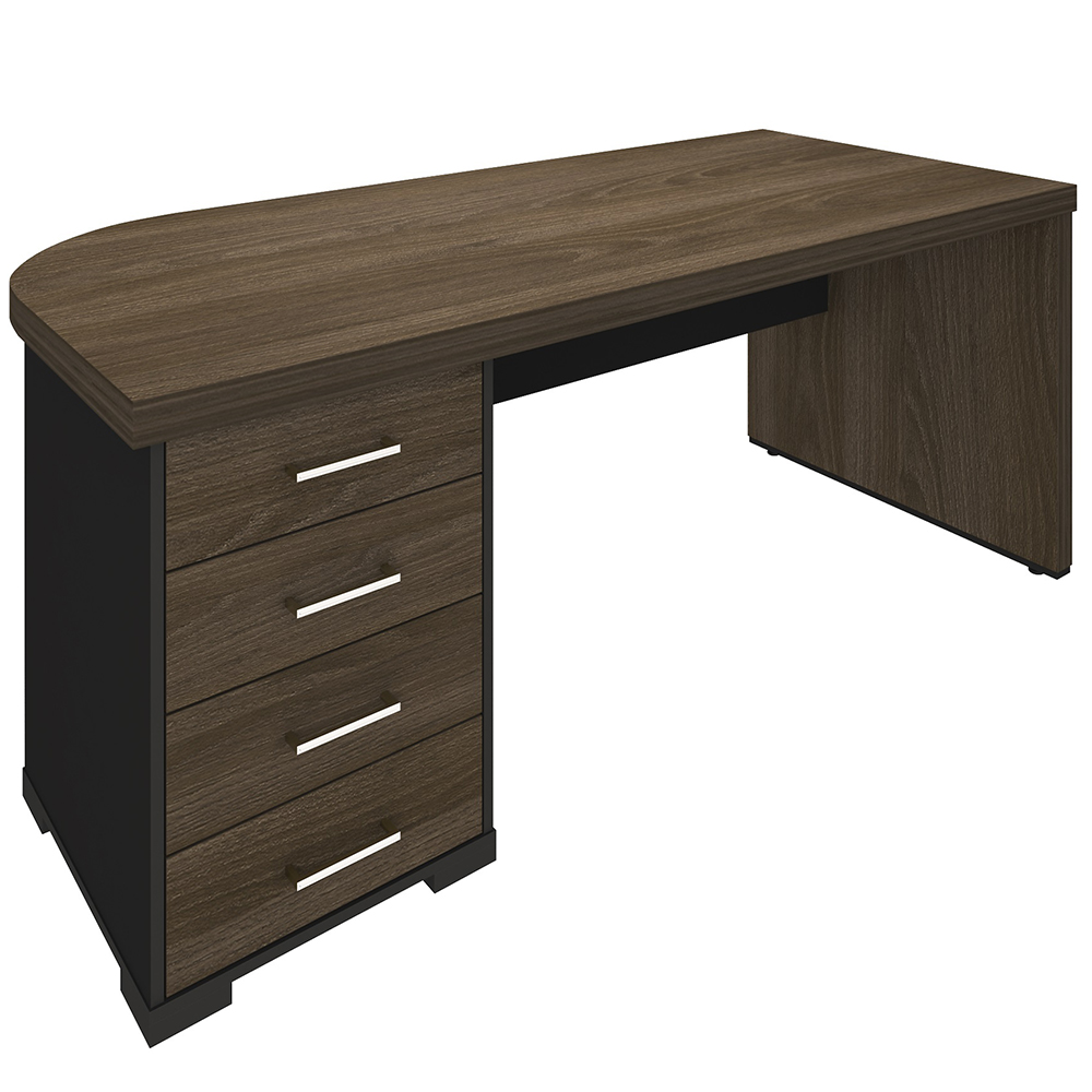 Mesa Para Escritório Home Office 4 Gavetas LE Atria Executiva 180cm A02 Charuto Preto - Lyam Decor