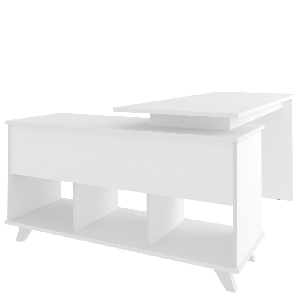 Mesa Para Escritório Home Office Escrivaninha Gold A02 Branco 02 Gavetas - Lyam Decor