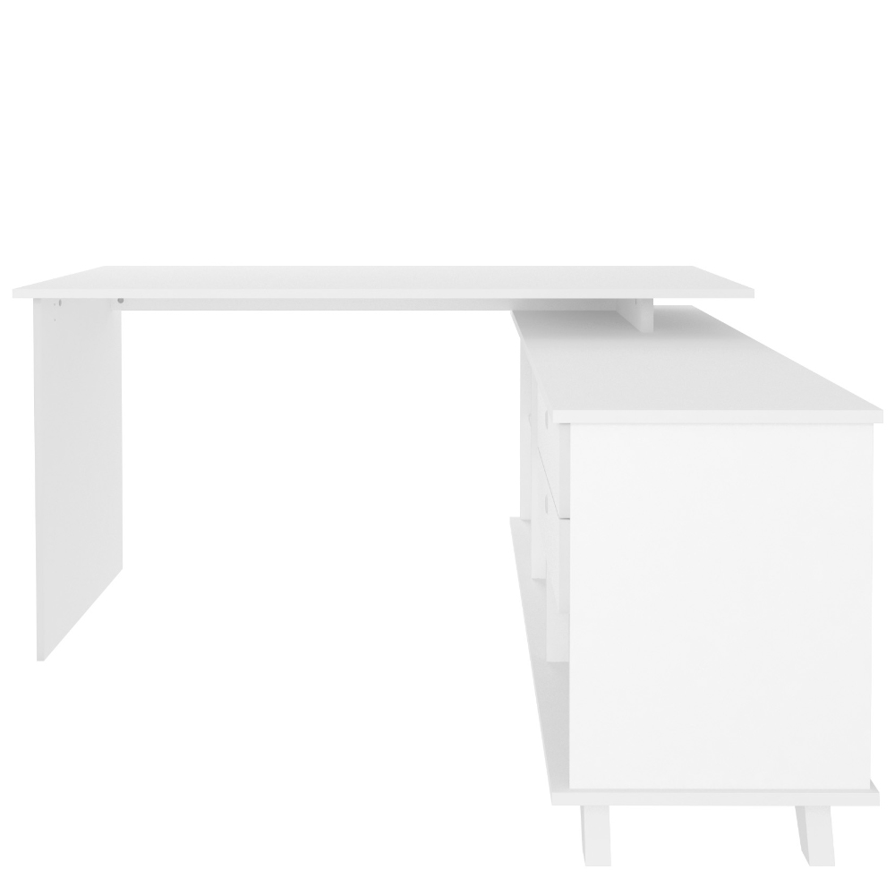 Mesa Para Escritório Home Office Escrivaninha Gold A02 Branco 02 Gavetas - Lyam Decor
