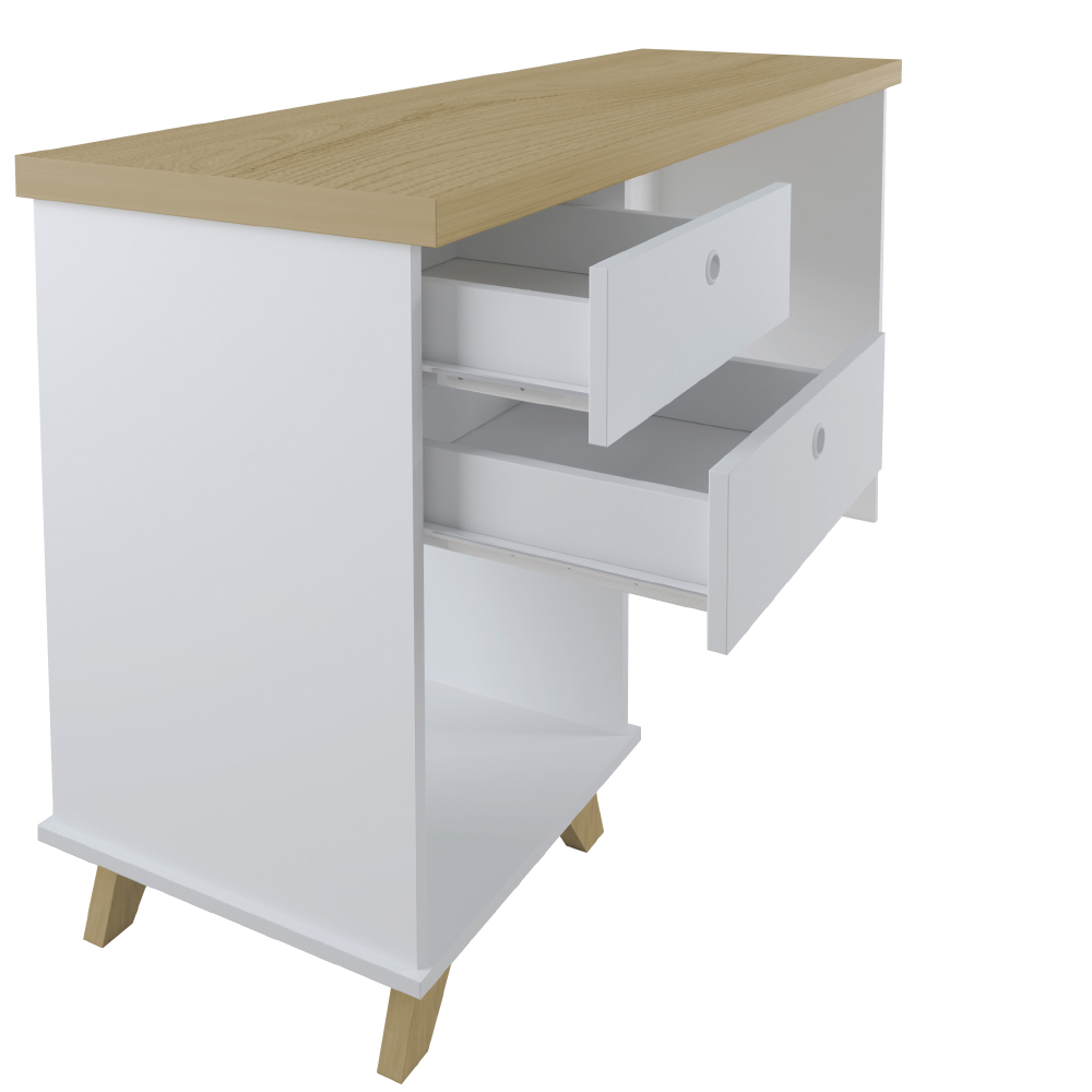 Mesa Para Escritório Home Office Escrivaninha Sky A02 Olmo Branco - Lyam Decor