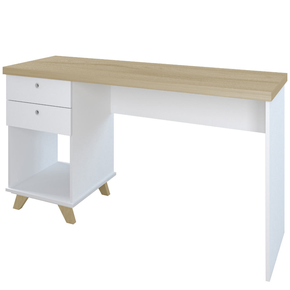 Mesa Para Escritório Home Office Escrivaninha Sky A02 Olmo Branco - Lyam Decor