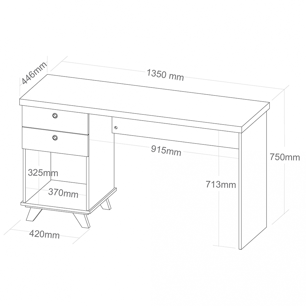 Mesa Para Escritório Home Office Escrivaninha Sky A02 Olmo Branco - Lyam Decor