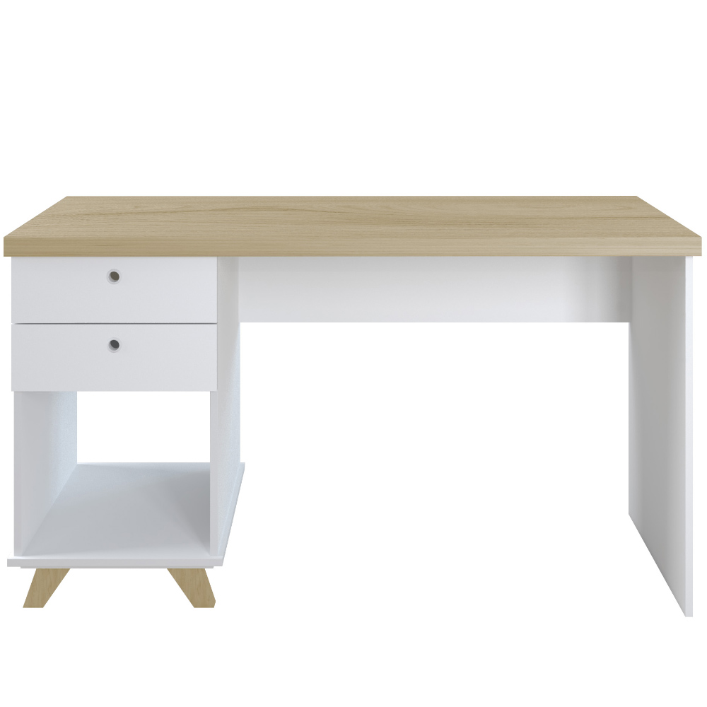 Mesa Para Escritório Home Office Escrivaninha Sky A02 Olmo Branco - Lyam Decor