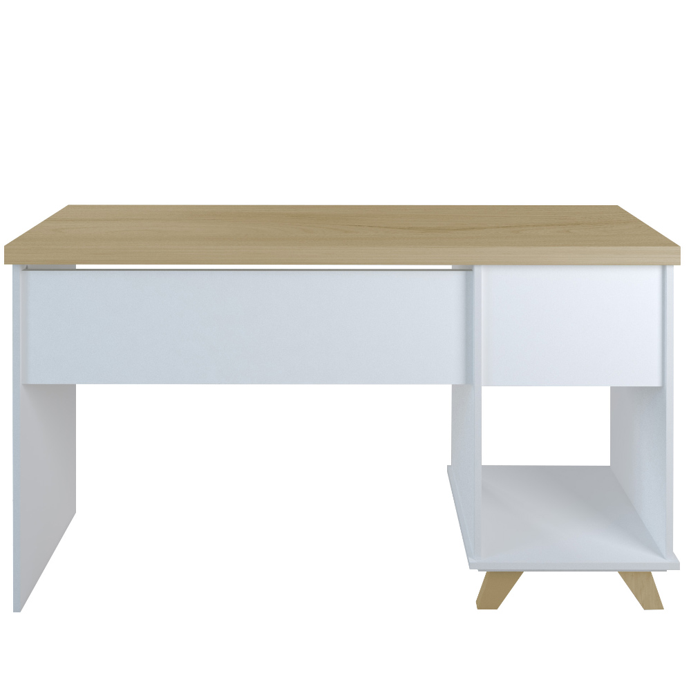 Mesa Para Escritório Home Office Escrivaninha Sky A02 Olmo Branco - Lyam Decor