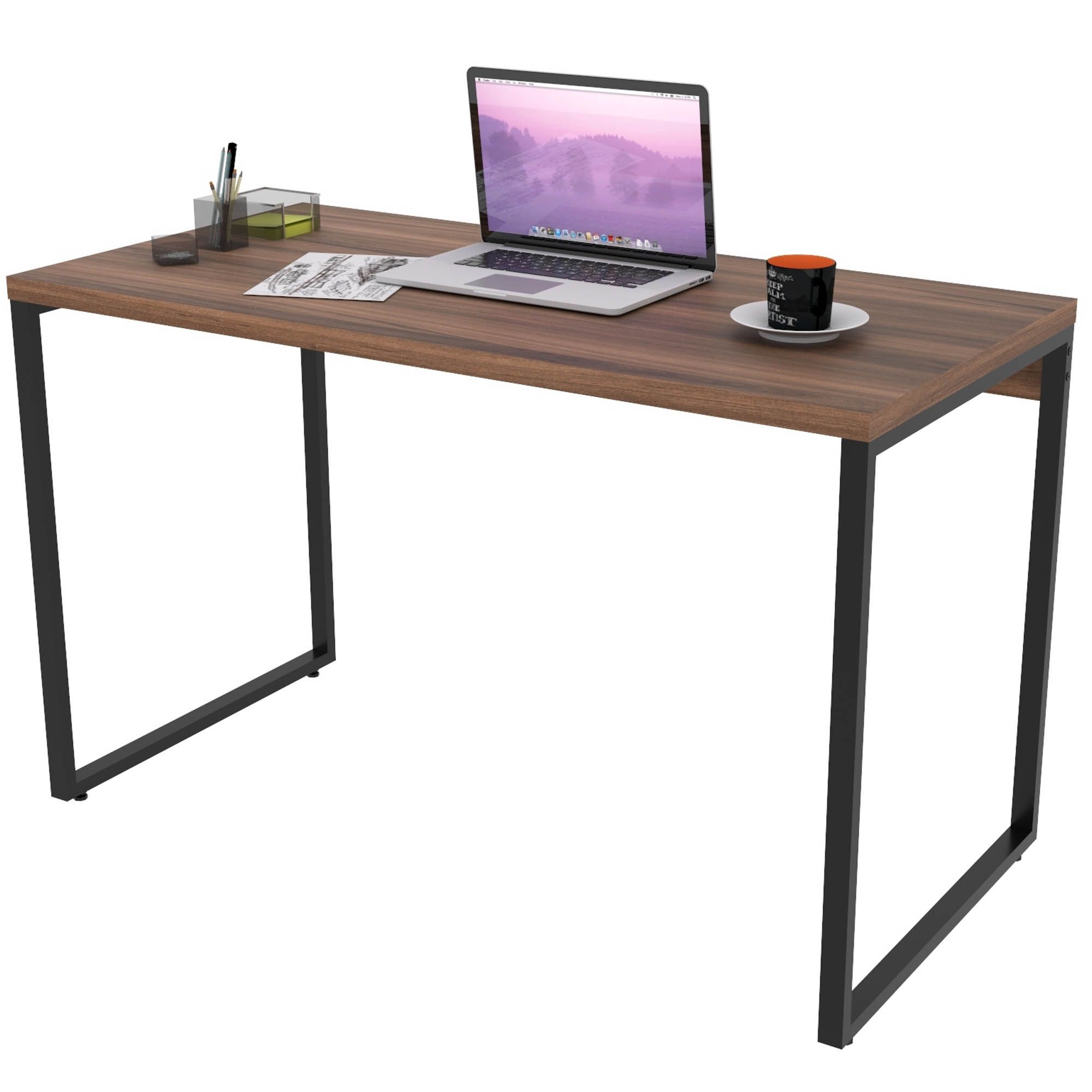 Mesa Escritório Em L Industrial 120x140cm Active - Nogal/Preto - Escritório Home Office
