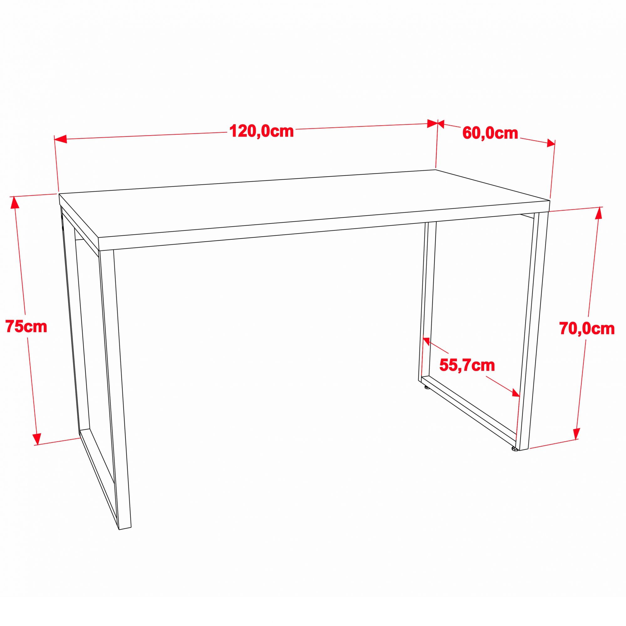 Mesa Para Escritório Home Office Estilo Industrial Form C01 120 cm Nogal - Lyam Decor