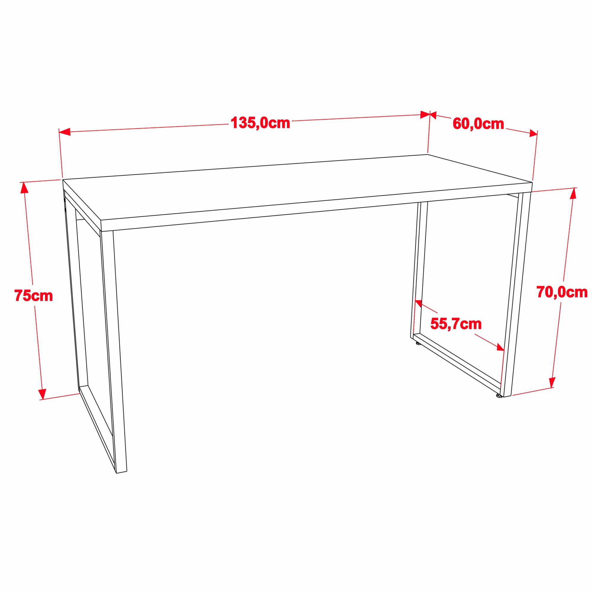 Mesa Para Escritório Home Office Estilo Industrial Form C01 135 cm Preto Onix - Lyam Decor
