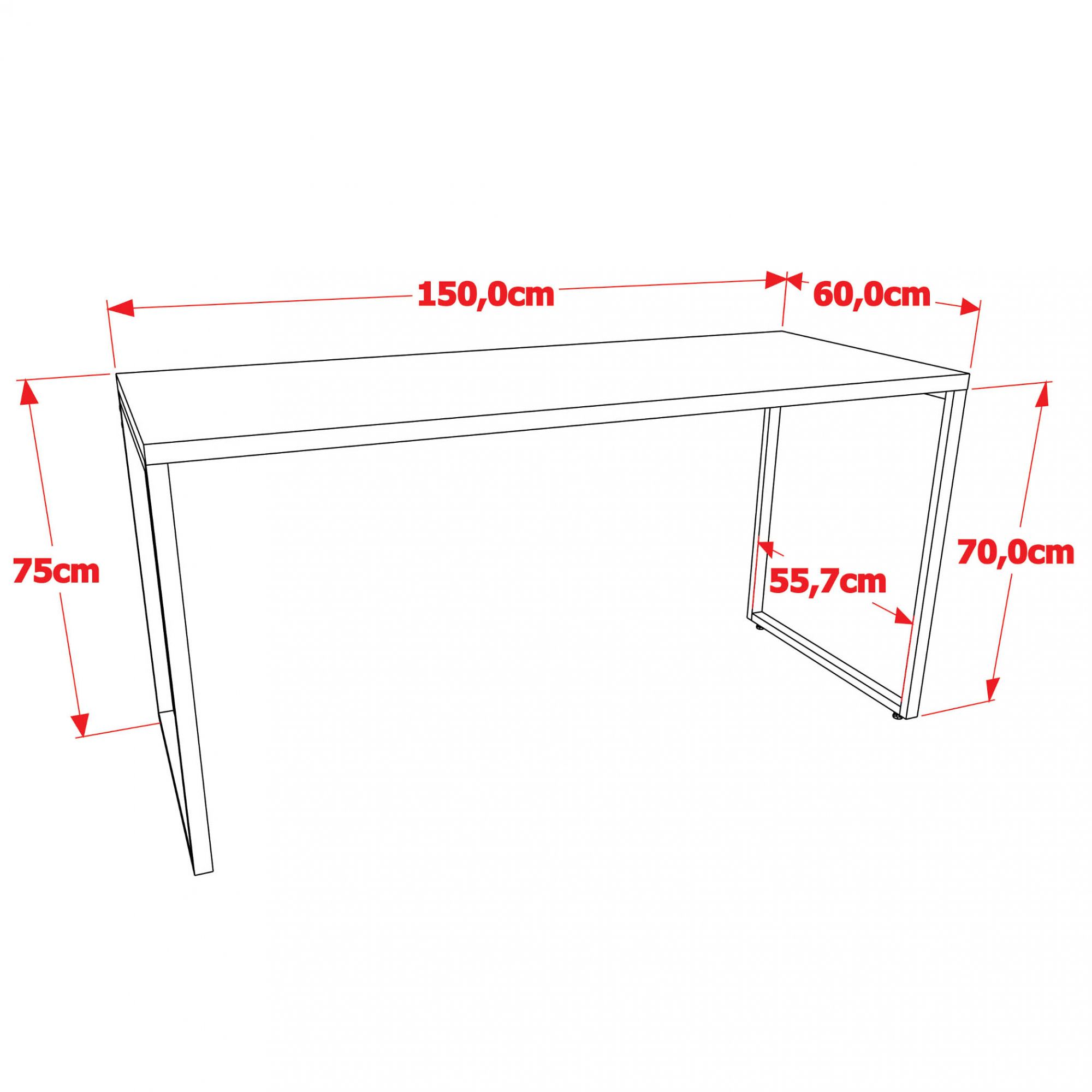 Mesa Para Escritório Home Office Estilo Industrial Form C01 150 cm Nogal - Lyam Decor