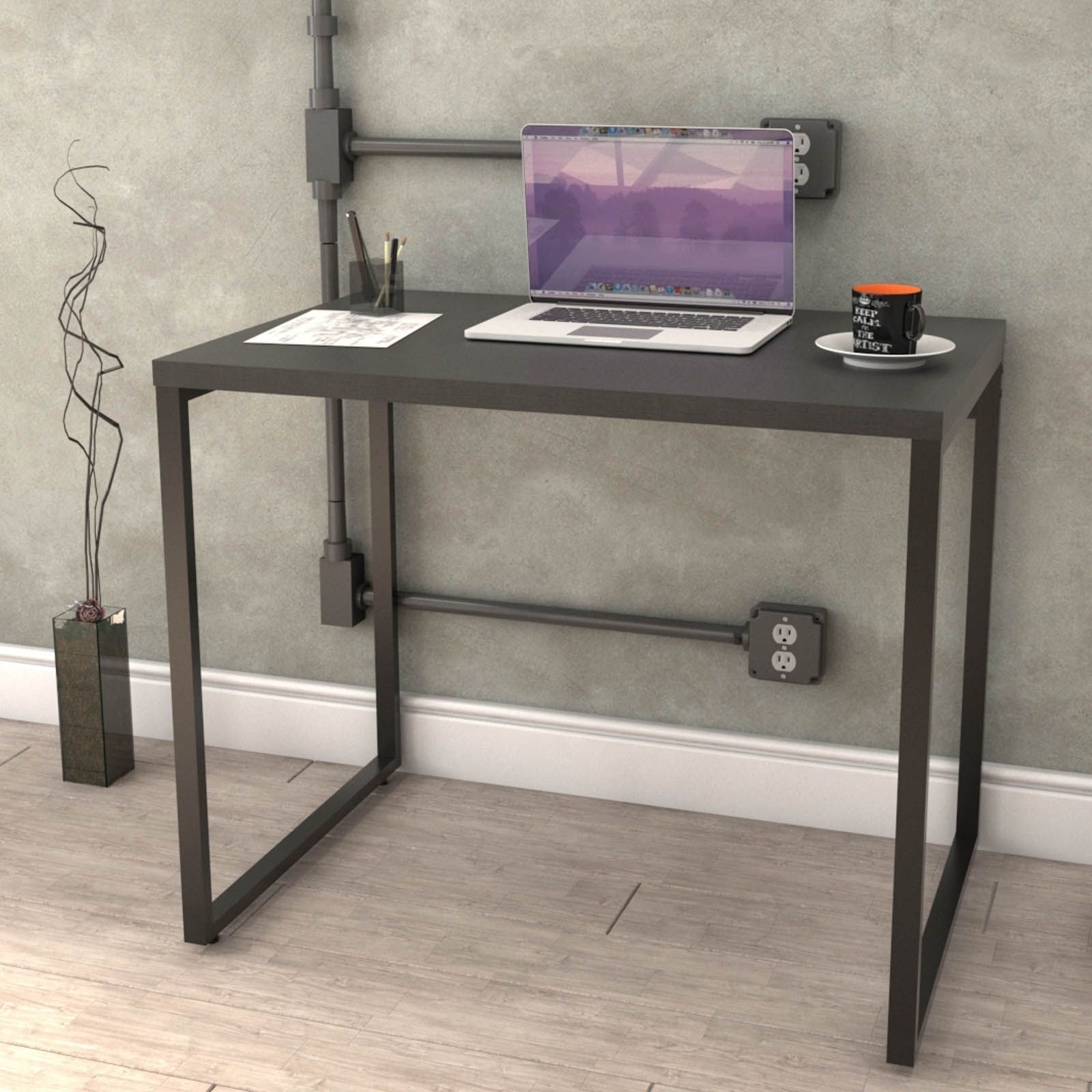 Mesa Para Escritório Home Office Estilo Industrial Form C01 90 cm Preto Onix - Lyam Decor