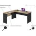 Mesa Para Escritório Home Office em L Diretor W30 C01 160x160cm Carvalho com Preto Onix - Lyam Decor
