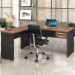 Mesa Para Escritório Home Office em L Diretor W30 C01 160x160cm Nogal com Preto Onix - Lyam Decor