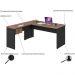 Mesa Para Escritório Home Office em L Diretor W30 C01 160x160cm Nogal com Preto Onix - Lyam Decor