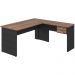 Mesa Para Escritório Home Office em L Diretor W30 C01 160x160cm Nogal com Preto Onix - Lyam Decor