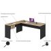 Mesa Para Escritório Home Office em L Diretor W30 C01 180x160cm Carvalho com Preto Onix - Lyam Decor