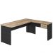 Mesa Para Escritório Home Office em L Diretor W30 C01 180x160cm Carvalho com Preto Onix - Lyam Decor