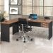 Mesa Para Escritório Home Office em L Diretor W30 C01 180x160cm Nogal com Preto Onix - Lyam Decor