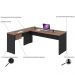 Mesa Para Escritório Home Office em L Diretor W30 C01 180x160cm Nogal com Preto Onix - Lyam Decor