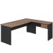 Mesa Para Escritório Home Office em L Diretor W30 C01 180x160cm Nogal com Preto Onix - Lyam Decor