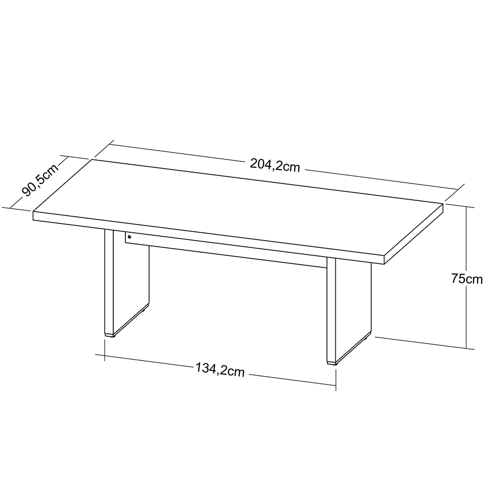 Mesa Para Escritório Reunião E Home Office Atria Executiva 204x90cm A02 Charuto Preto - Lyam Decor