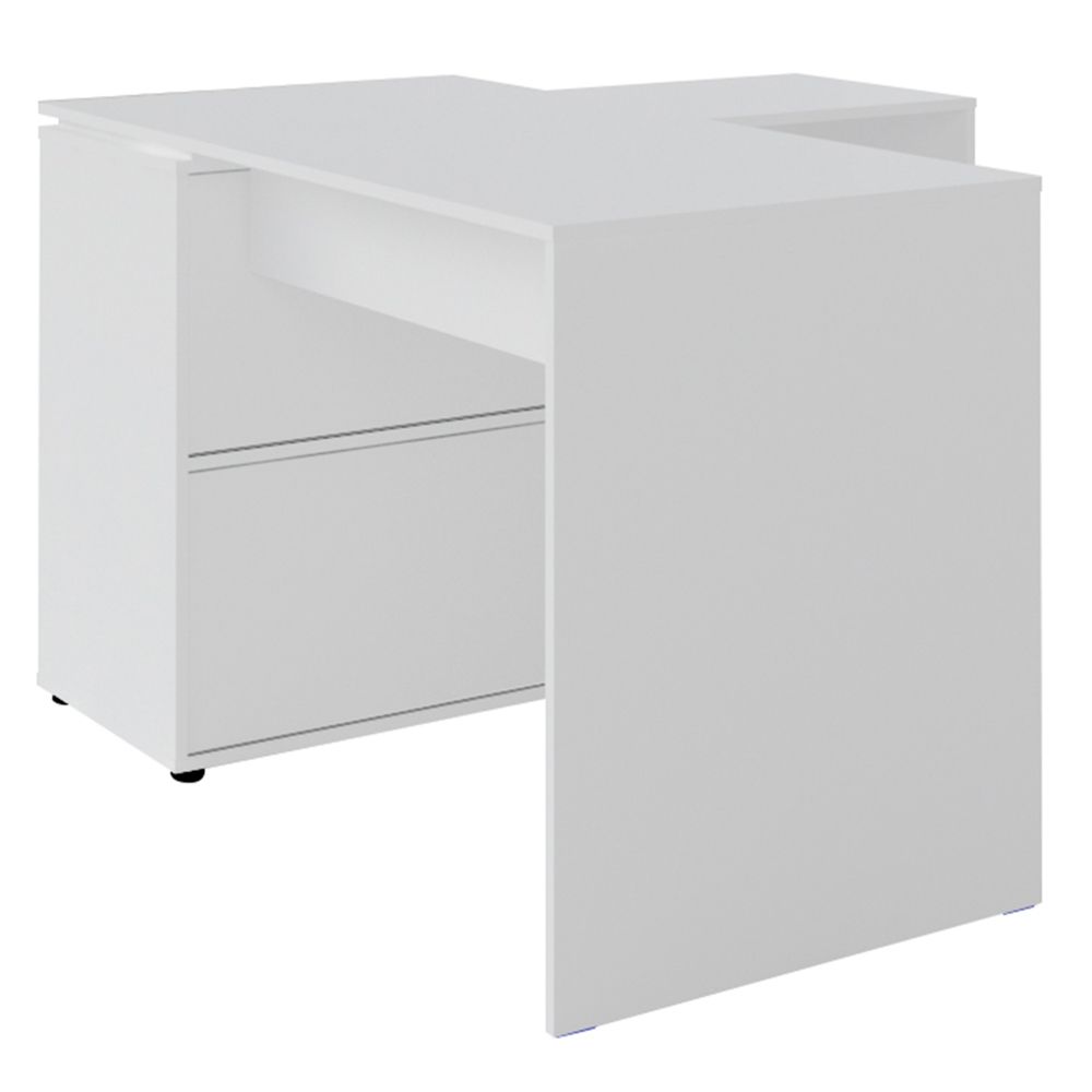 Mesa Para Escritório com Porta de Correr Escrivaninha Home Office Mingle A02 Branco - Lyam Decor