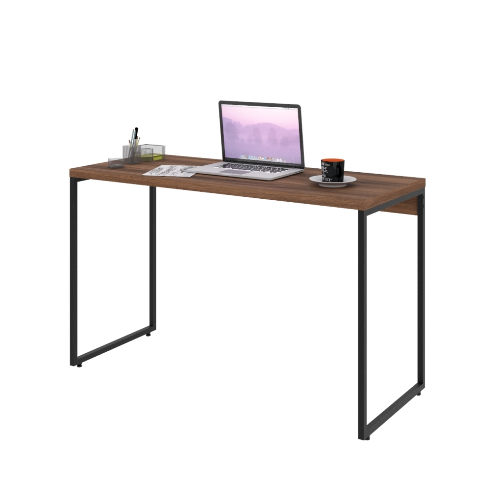Mesa Para Escritório e Home Office Industrial Aspen 120 cm C01 Nogal - Lyam Decor