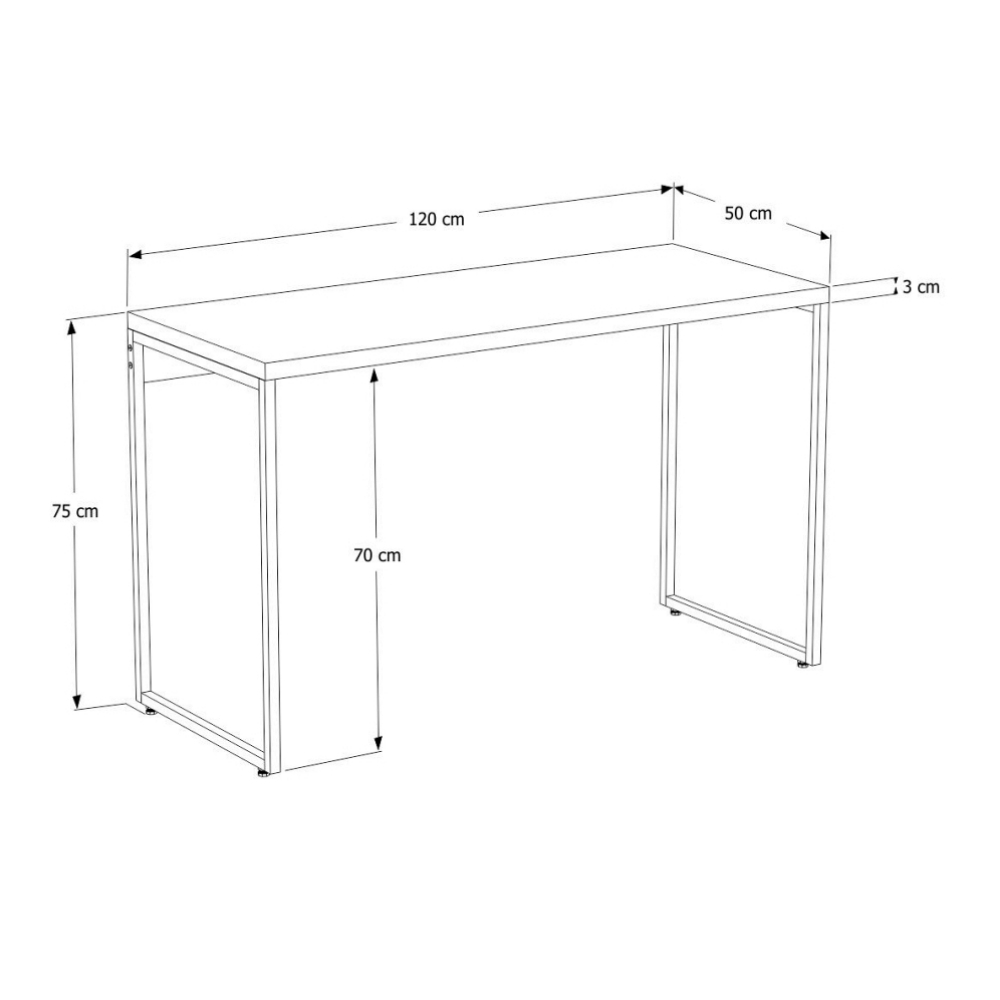 Mesa Para Escritório e Home Office Industrial Aspen 120 cm C01 Onix - Lyam Decor
