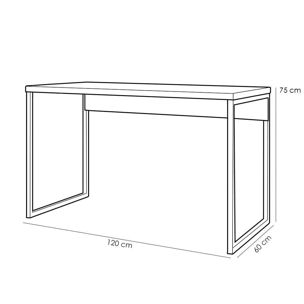 Mesa Para Escritório e Home Office Industrial Soft F01 Preto Fosco - Lyam Decor