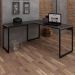 Mesa Para Escritório e Home Office Industrial em L Soft 150 cm F01 Preto Fosco - Lyam Decor