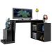 Mesa Para PC Gamer Dark BMG-03 com Cadeira Gamer BC3 ThunderX3 Camuflado Cinza - Lyam Decor