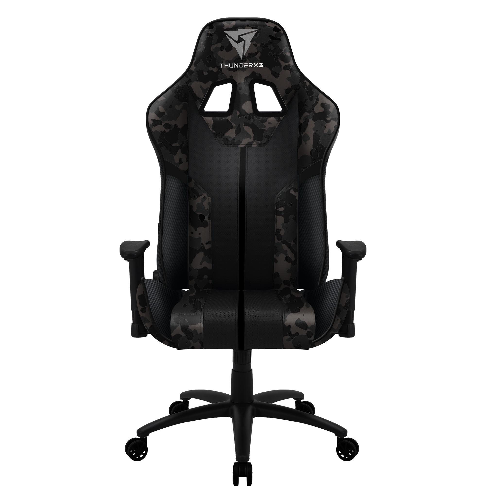 Mesa Para PC Gamer Dark BMG-03 com Cadeira Gamer BC3 ThunderX3 Camuflado Cinza - Lyam Decor