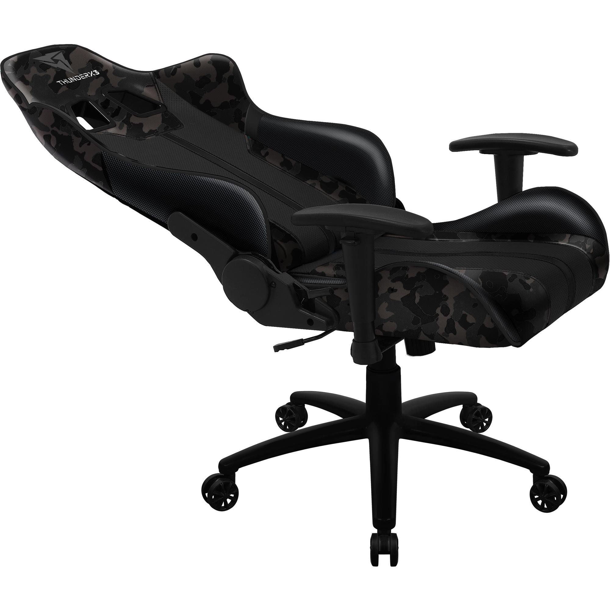Mesa Para PC Gamer Dark BMG-03 com Cadeira Gamer BC3 ThunderX3 Camuflado Cinza - Lyam Decor
