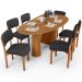 Mesa Para Sala de Jantar Ourense com 06 Cadeiras Sala de Jantar Dara L02 Linho Chumbo - Lyam Decor