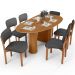 Mesa Para Sala de Jantar Ourense com 06 Cadeiras Sala de Jantar Dara L02 Linho Cinza Escuro - Lyam Decor