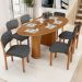 Mesa Para Sala de Jantar Ourense com 06 Cadeiras Sala de Jantar Dara L02 Linho Cinza Escuro - Lyam Decor