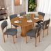 Mesa Para Sala de Jantar Valência com 06 Cadeiras Sala de Jantar Dara L02 Linho Cinza Escuro - Lyam Decor