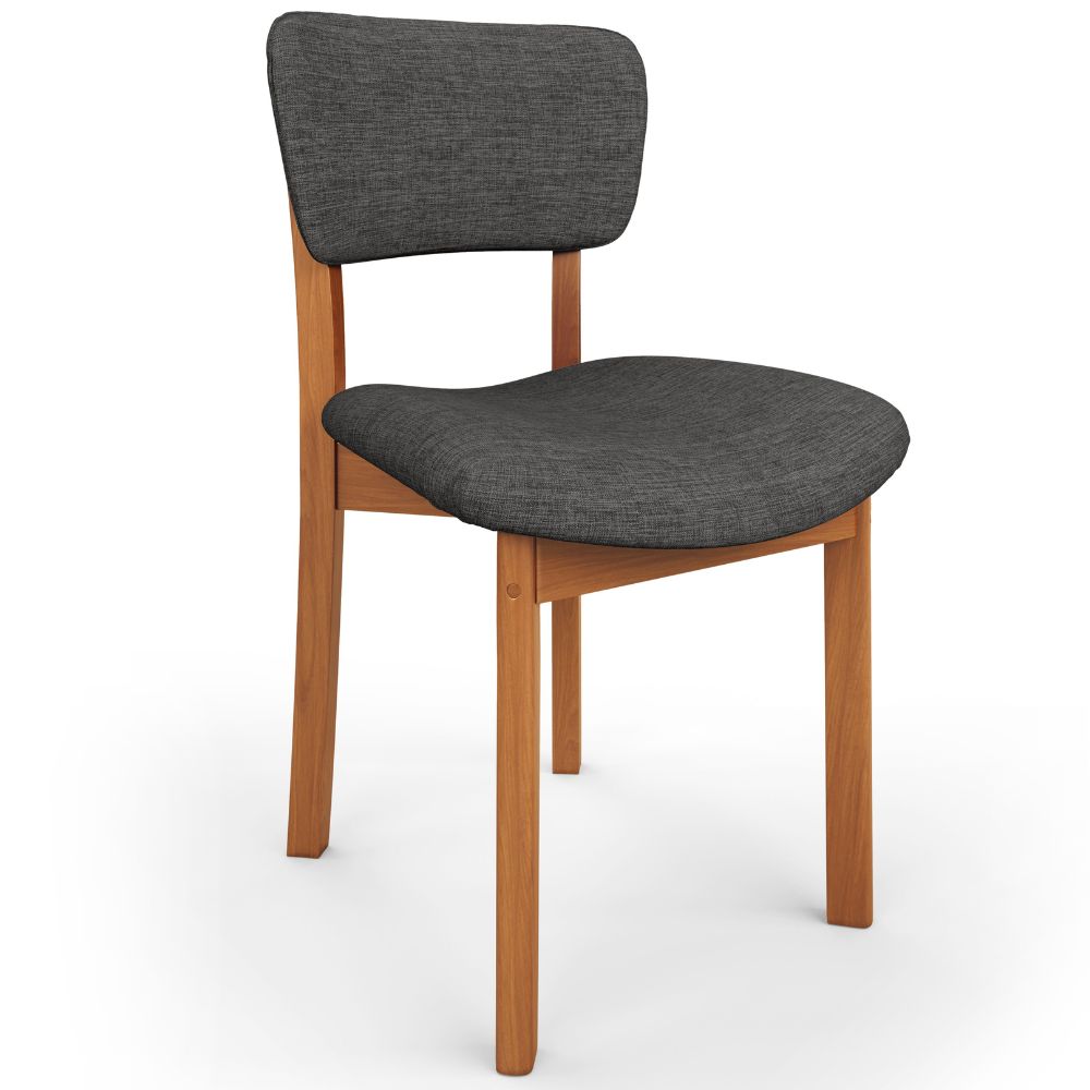 Mesa Para Sala de Jantar Valência com 06 Cadeiras Sala de Jantar Dara L02 Linho Cinza Escuro - Lyam Decor