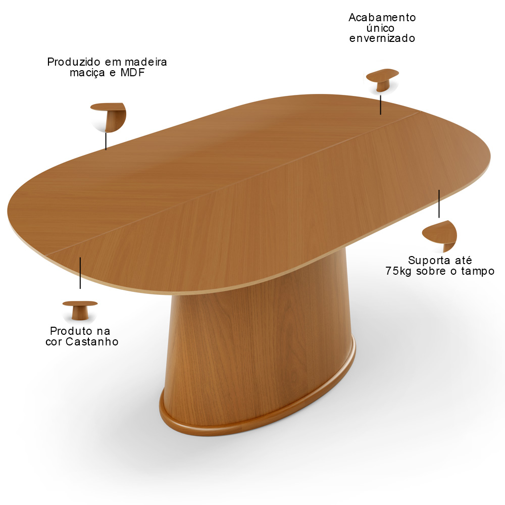 Mesa Para Sala de Jantar Valência com 06 Cadeiras Sala de Jantar Dara L02 Suede Bege - Lyam Decor