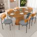 Mesa Para Sala de Jantar Valência com 06 Cadeiras Sala de Jantar Louise L02 Couríssimo Whisky Pied Poule - Lyam Decor