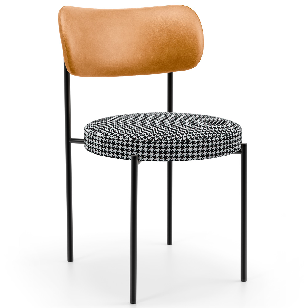 Mesa Para Sala de Jantar Valência com 06 Cadeiras Sala de Jantar Louise L02 Couríssimo Whisky Pied Poule - Lyam Decor