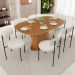 Mesa Para Sala de Jantar Valência com 06 Cadeiras Sala de Jantar Louise L02 Linho Champagne - Lyam Decor