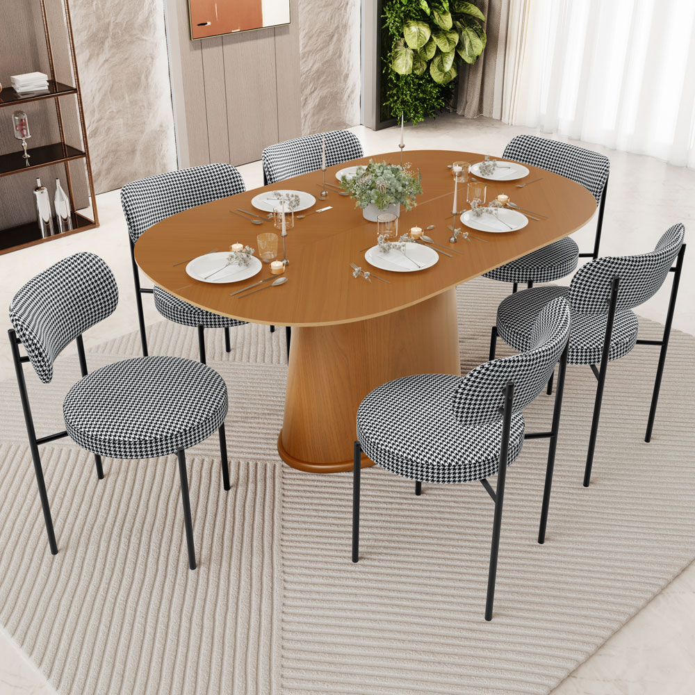 Mesa Para Sala de Jantar Valência com 06 Cadeiras Sala de Jantar Louise L02 Pied Poule - Lyam Decor